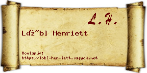 Lőbl Henriett névjegykártya